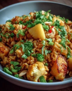 Riz sauté au riz avec de l’ananas et du chou-fleur