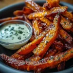 Frites de patate douce à l'ail croustillantes et savoureuses