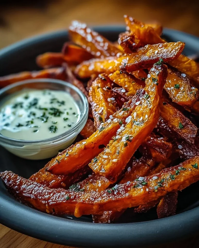 Frites de patate douce à l&rsquo;ail