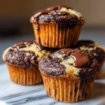 Muffins marbrés au Nutella présentés sur une assiette, réalisés avec amour.