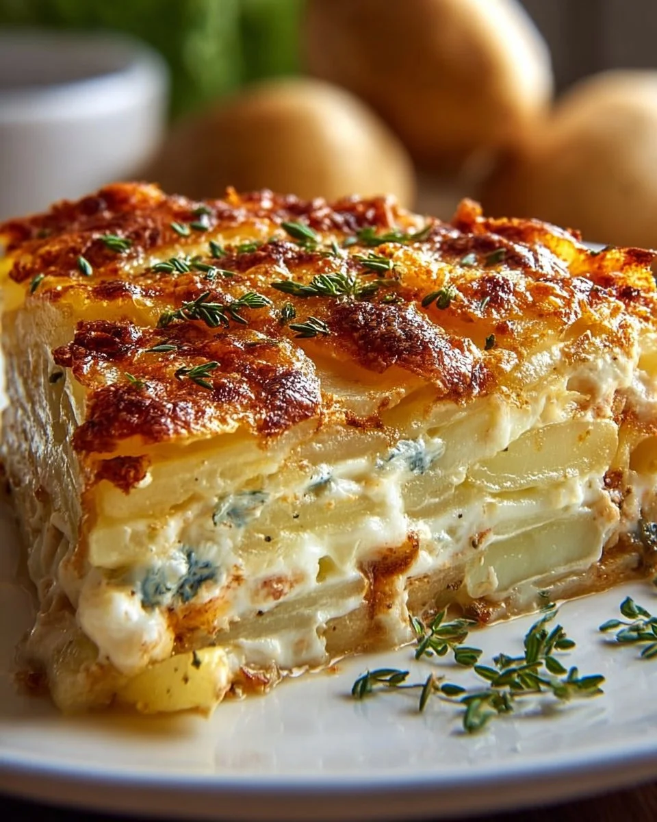 Poulet pommes de terre crémeux servi dans un plat appétissant.