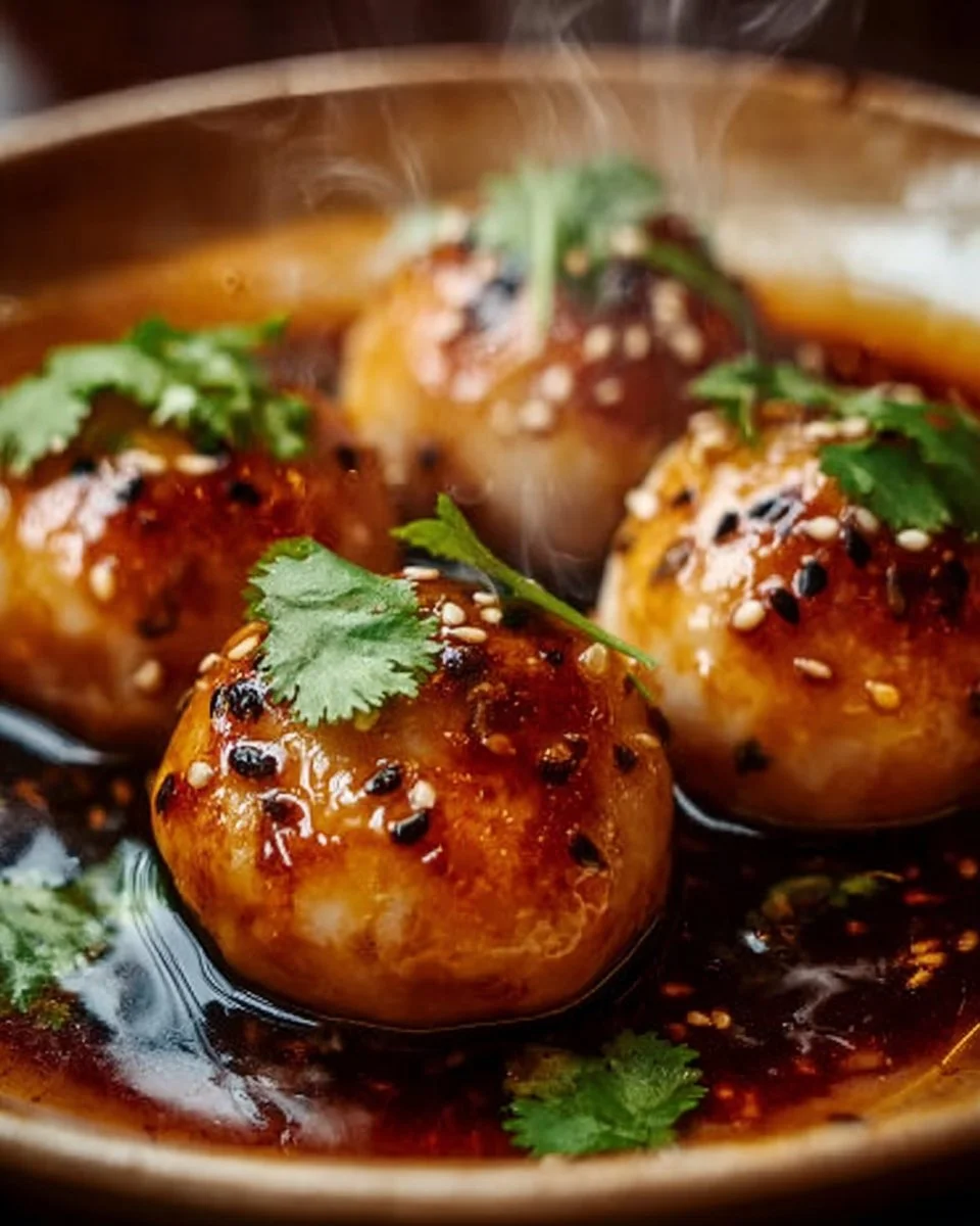 Boulettes de poulet gastronomiques fondantes servies avec une sauce délicieuse