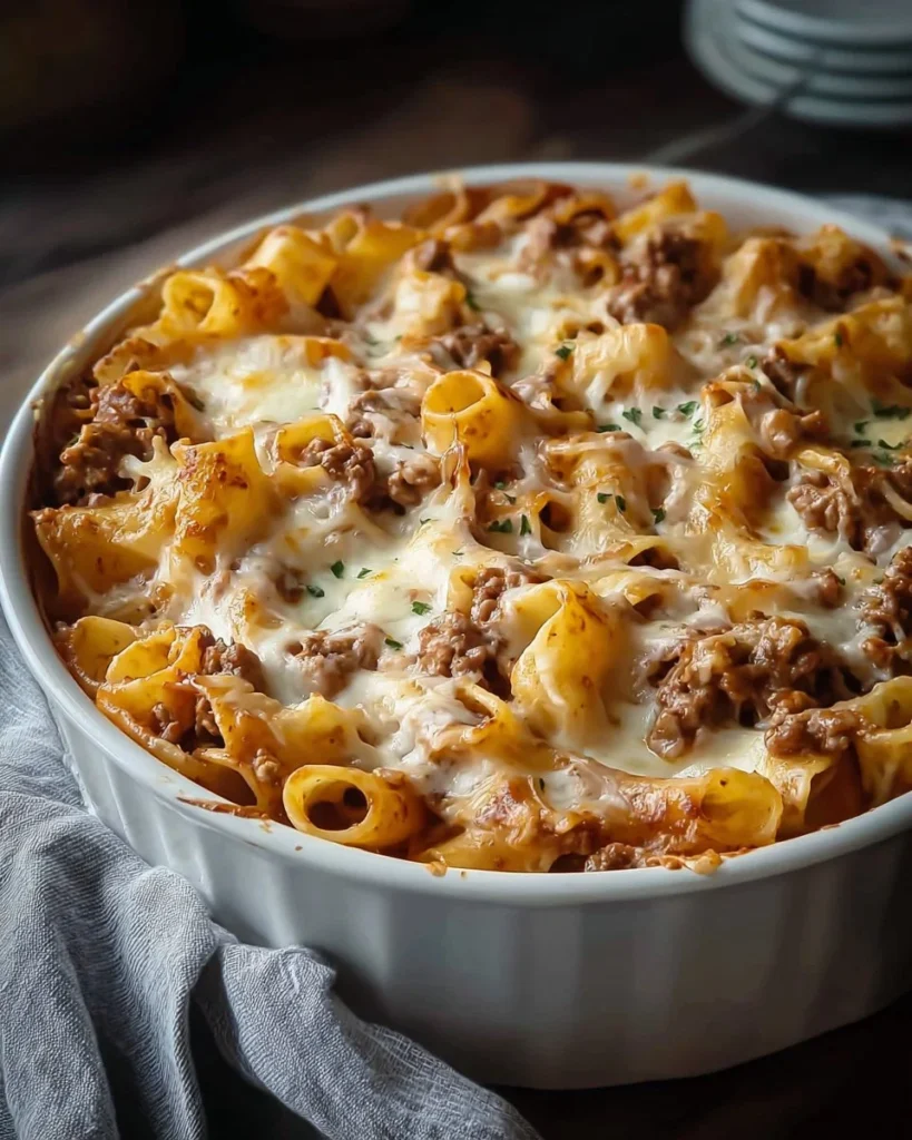 Casserole de nouilles au bœuf et à la crème aigre