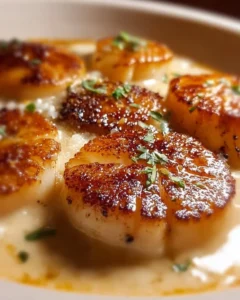 Charlotte with scallops and vanilla mousseline