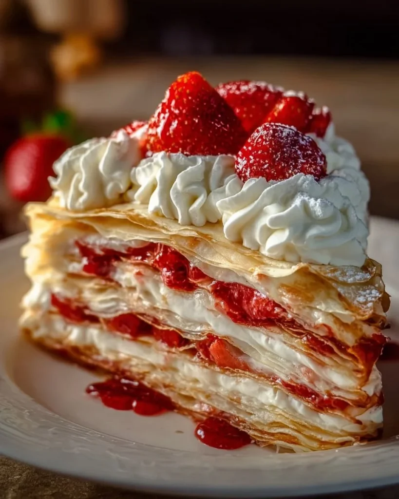 Gâteau de crêpes aux fraises