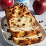 Gâteau aux pommes léger servi avec du skyr crémeux