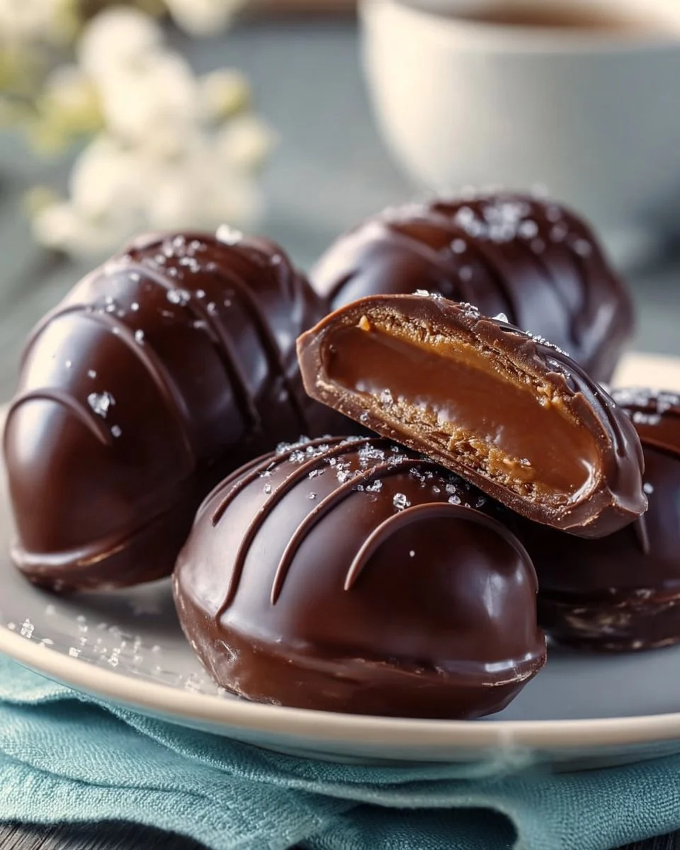 Oeufs de Pâques en chocolat noir fourrés au beurre de cacahuète