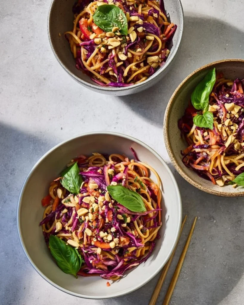 The crunch of peanuts on noodles