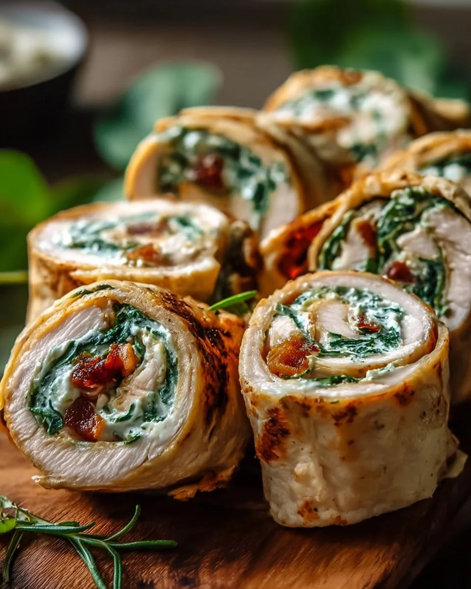 Turbines de dinde avec fromage et épinards, un plat délicieux et réconfortant.