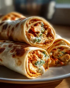 Wraps de crêpes au poulet buffalo et fromage à la crème Wraps de crêpes au poulet buffalo et fromage à la crème
