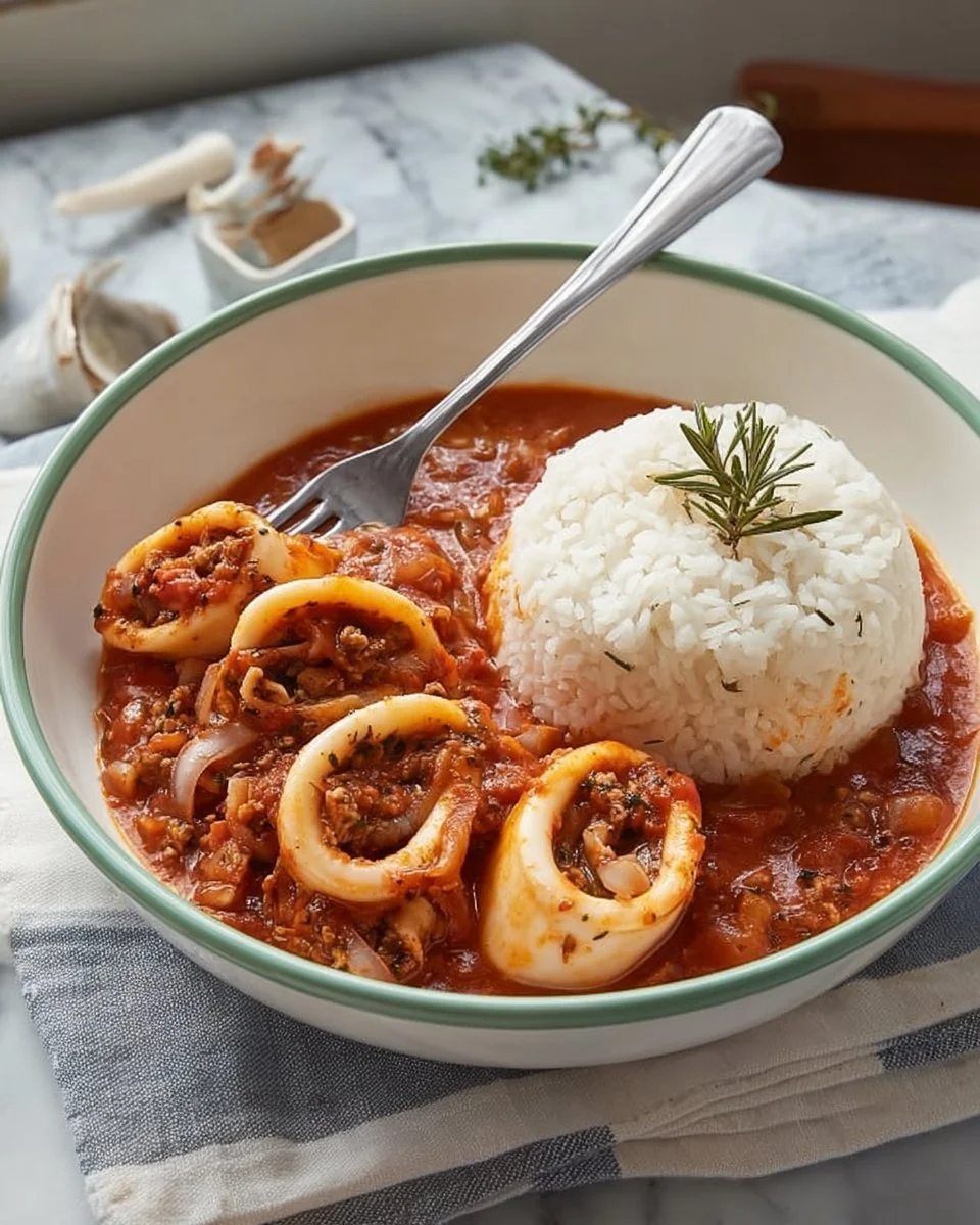 Recette d'encornets farcis à la sétoise, un plat méditerranéen délicieux.