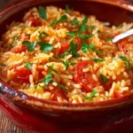 Riz aux tomates façon grand-mère, un plat réconfortant et savoureux.