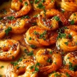 Crevettes toscanes crémeuses dans une poêle pour un dîner réconfortant