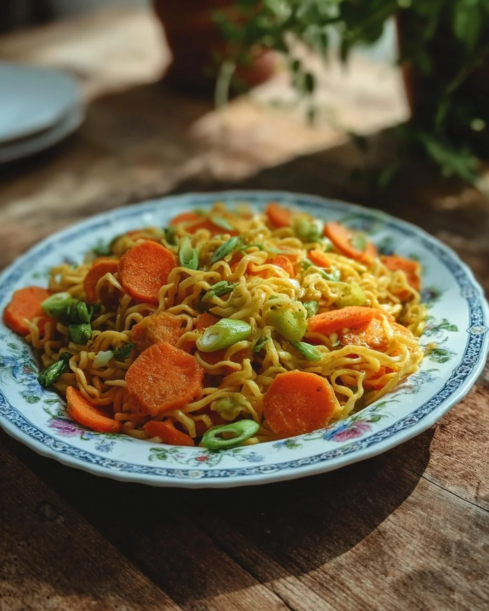 Wok de nouilles avec dinde au curry et lait de coco