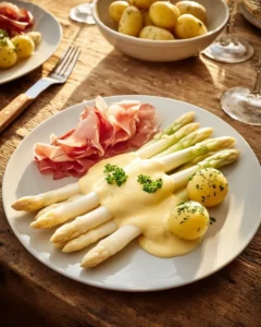 Asperges blanches à la sauce hollandaise