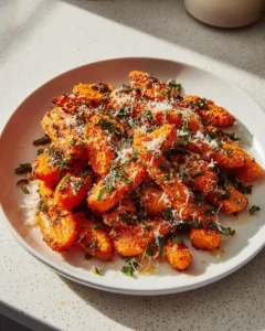 Carottes écrasées croustillantes au paprika fumé et parmesan