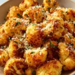 Chou-fleur rôti croustillant au parmesan, un délice doré et savoureux.
