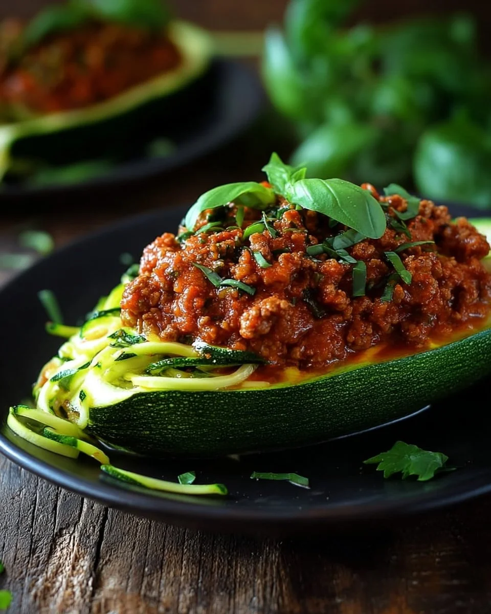 Assiette de courgettes à la Bolognaise savoureuses, plat coloré et appétissant