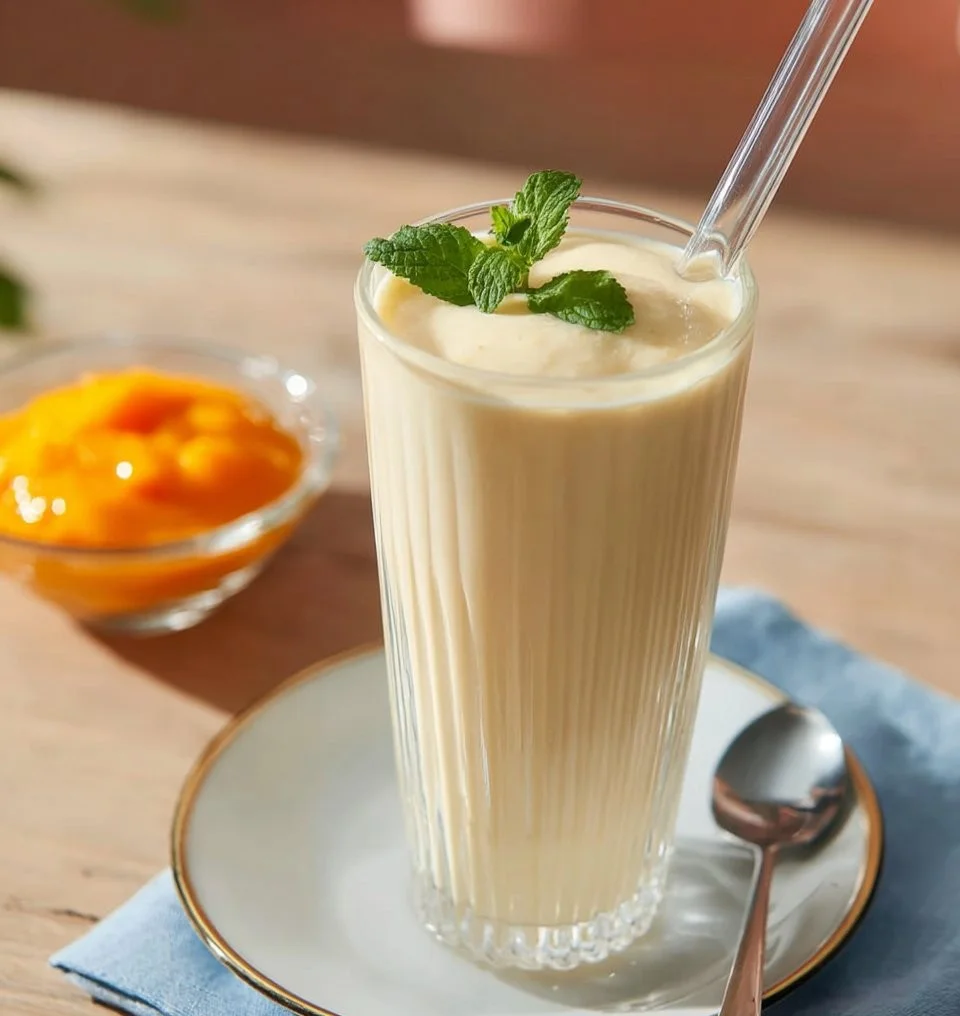 Verre de lassi crémeux et rafraîchissant au Le Lassi Express