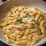 Pâtes crémeuses à l’ail prêtes dans une seule casserole