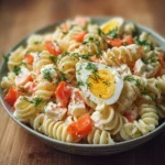 Pâtes au surimi en salade, recette rapide et délicieuse