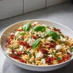 Salade méditerranéenne à l'orzo avec légumes frais et herbes aromatiques