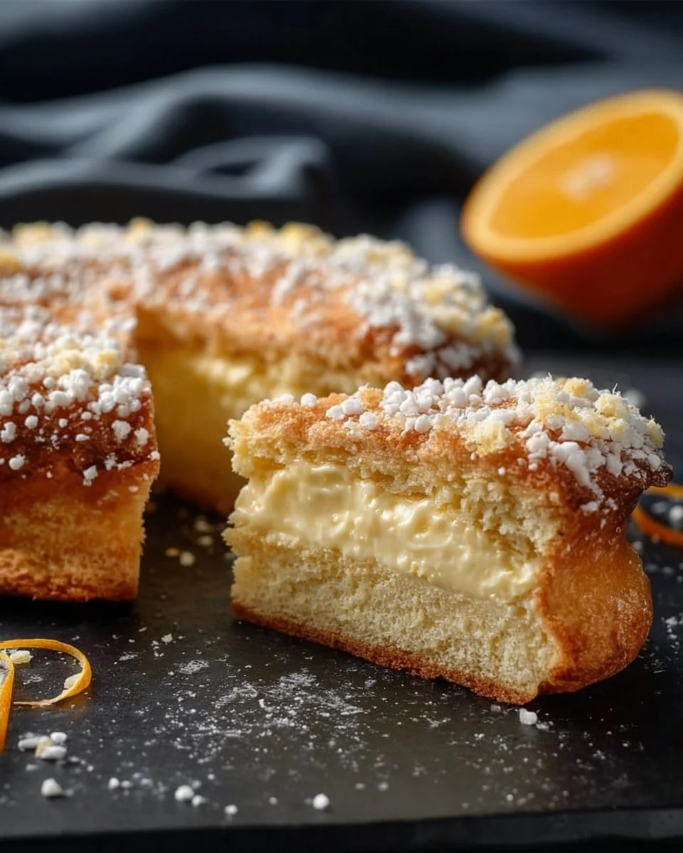 Tarte Tropézienne, une brioche garnie de crème, symbole de la pâtisserie de Saint-Tropez.
