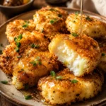 Feta croustillante servie avec des herbes et des épices