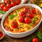 Clafoutis tomates-mozza par Laurent Mariotte, un plat savoureux et original.