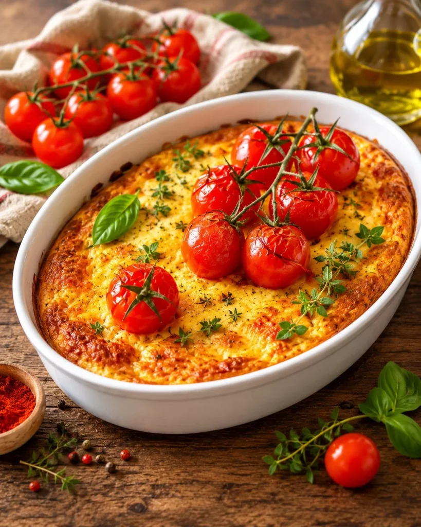 Tomates-mozza en clafoutis par Laurent Mariotte