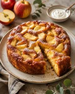Gâteau moelleux aux pommes et crème fraîche