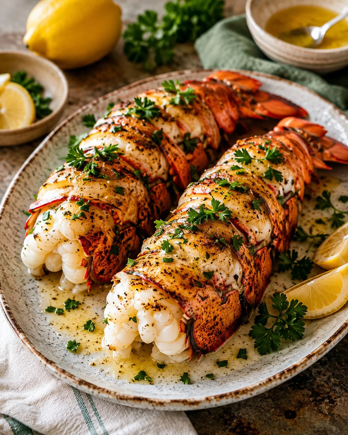 Queues de homard au beurre à l'ail crémeux, plat savoureux et raffiné