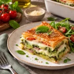 Feuilleté croustillant aux courgettes et mozzarella, parfait pour un repas léger